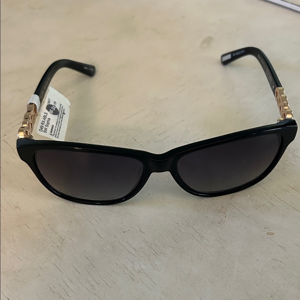 Solvari Black Sunglasses with Gold Accents NWT